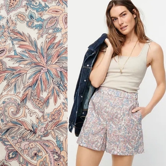 NWT J. Crew Shorts Liberty Fabric London Paisley Floral Print Shortz